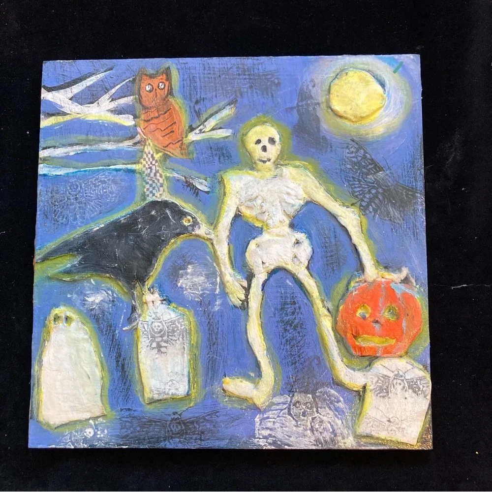 Vintage Inspired Handmade Halloween Paper Clay/Wood 12” Painting Pumpkin…